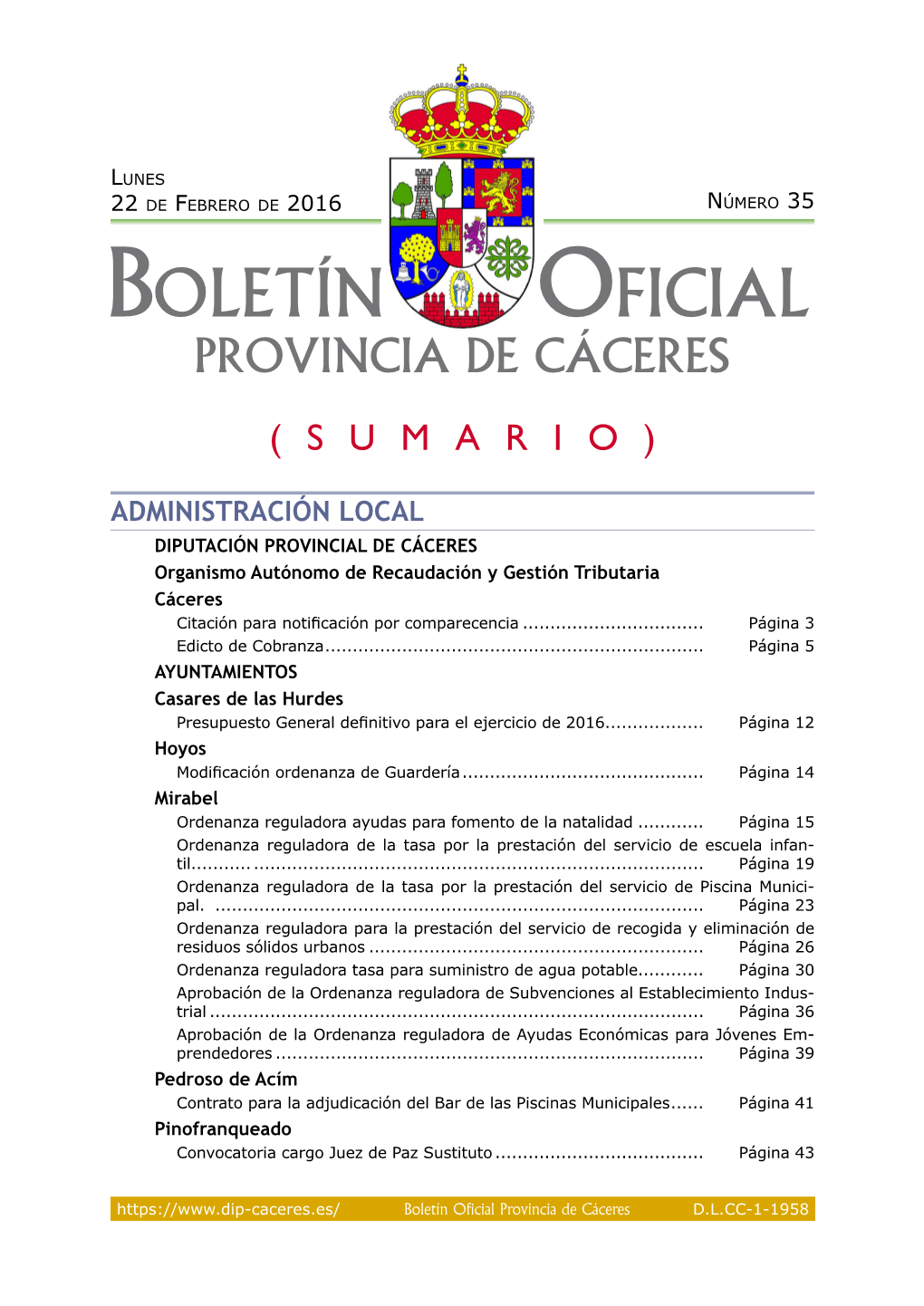 ADMINISTRACIÓN LOCAL Diputación Provincial De Cáceres Organismo Autónomo De Recaudación Y Gestión Tributaria Cáceres Citación Para Notificación Por Comparecencia