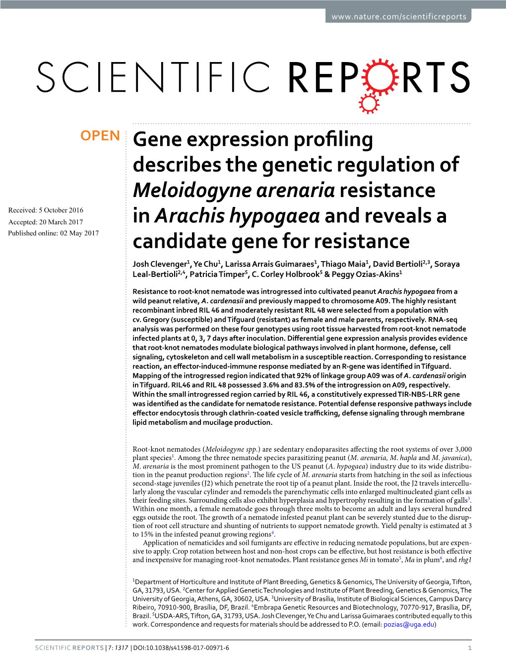 Gene Expression Profiling Describes the Genetic Regulation Of