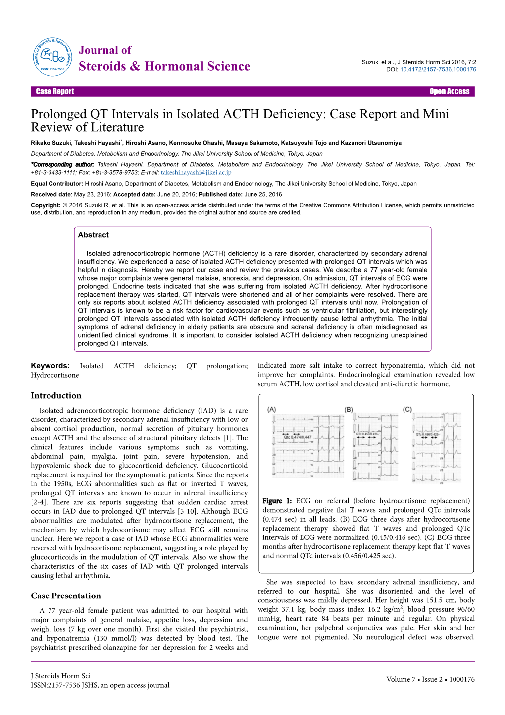 Prolonged QT Intervals in Isolated ACTH Deficiency