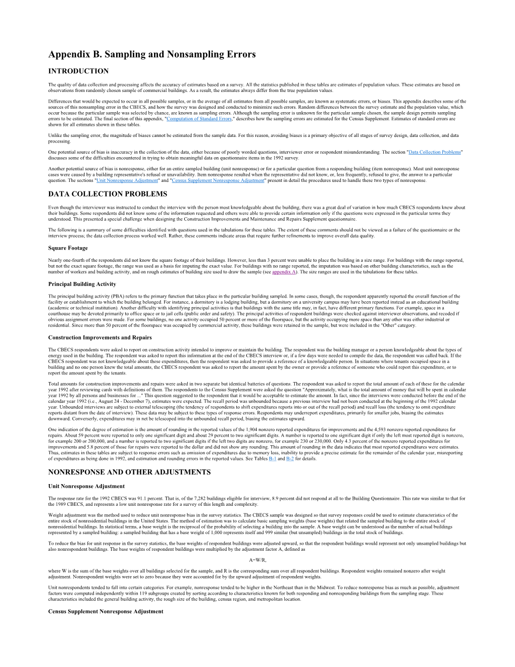 Appendix B. Sampling and Nonsampling Errors