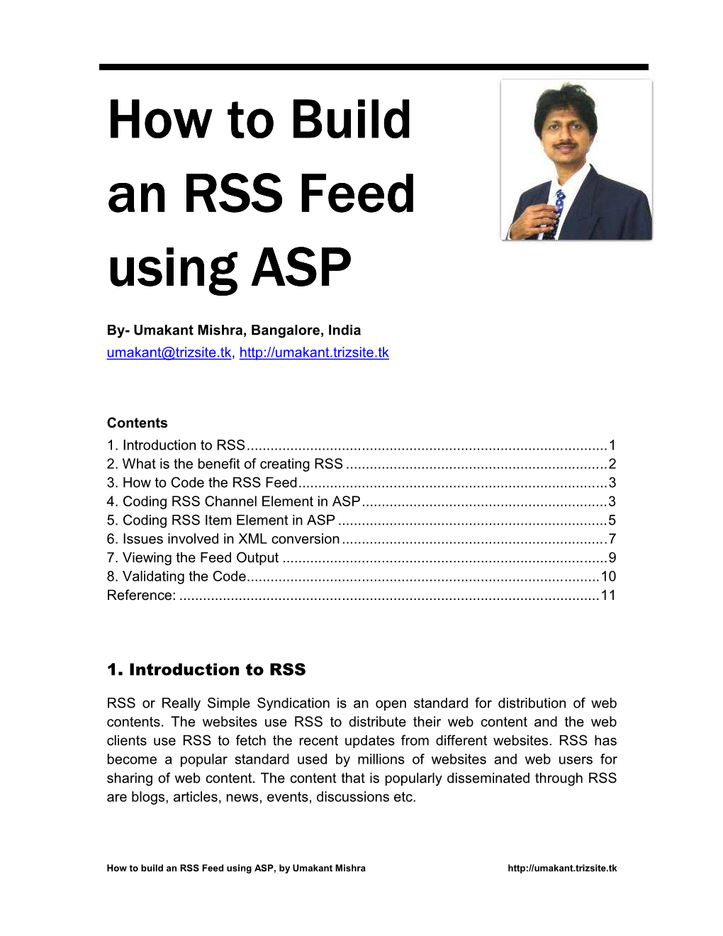 How to Build Rss Feeds Using Asp-Ssrn