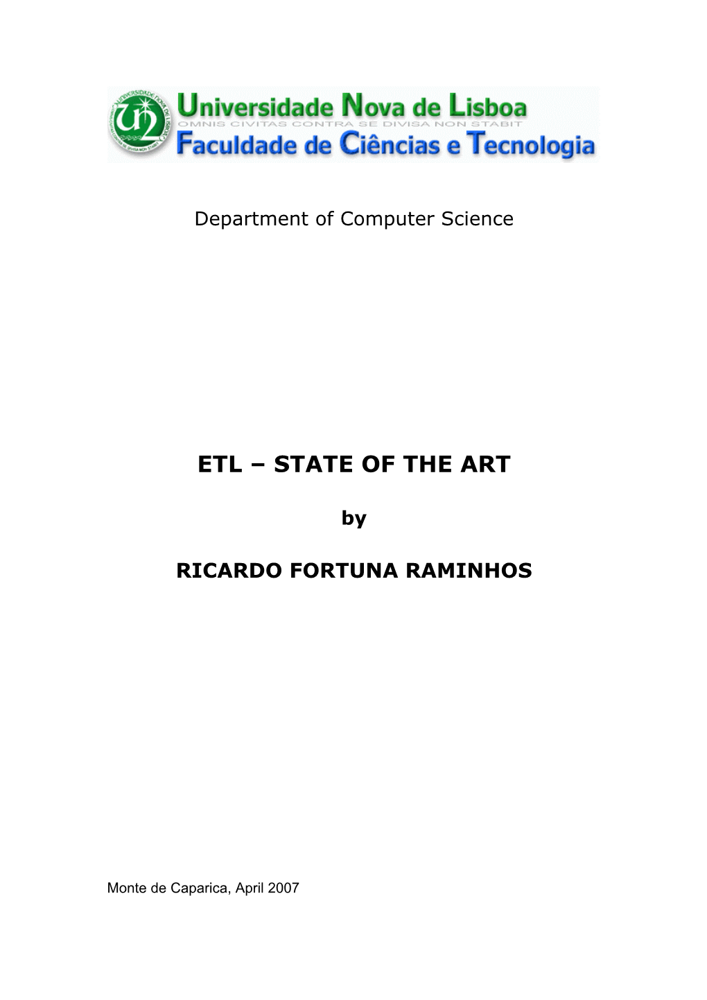 Etl – State of the Art