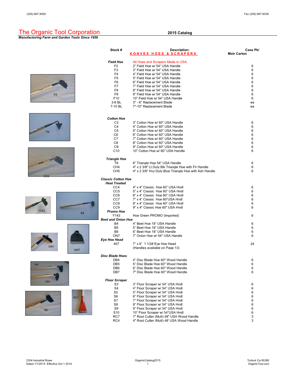 The Organic Tool Corporation 2015 Catalog Manufacturing Farm and Garden Tools Since 1956