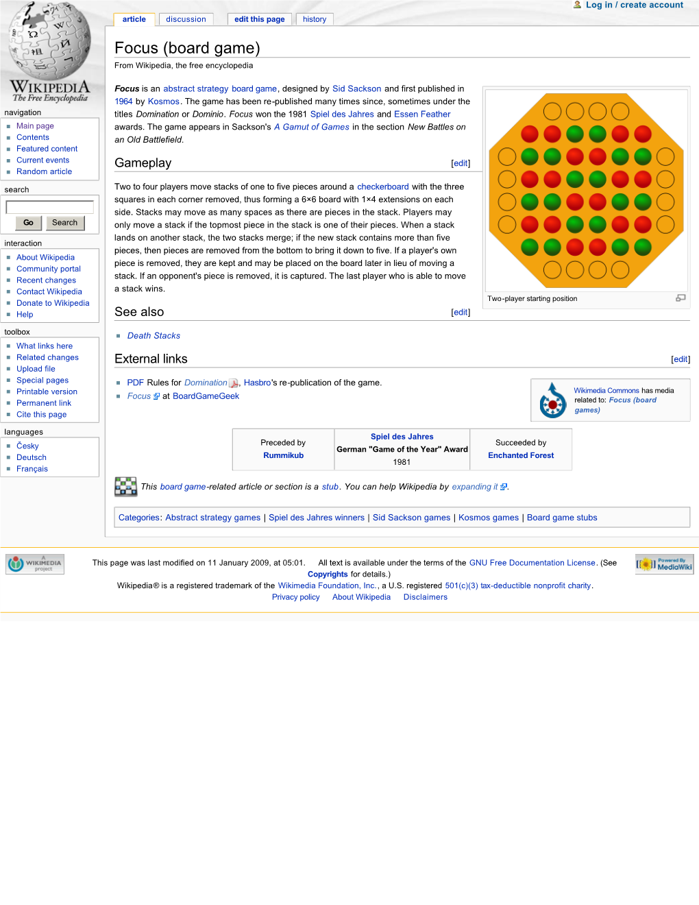 Focus (Board Game) from Wikipedia, the Free Encyclopedia