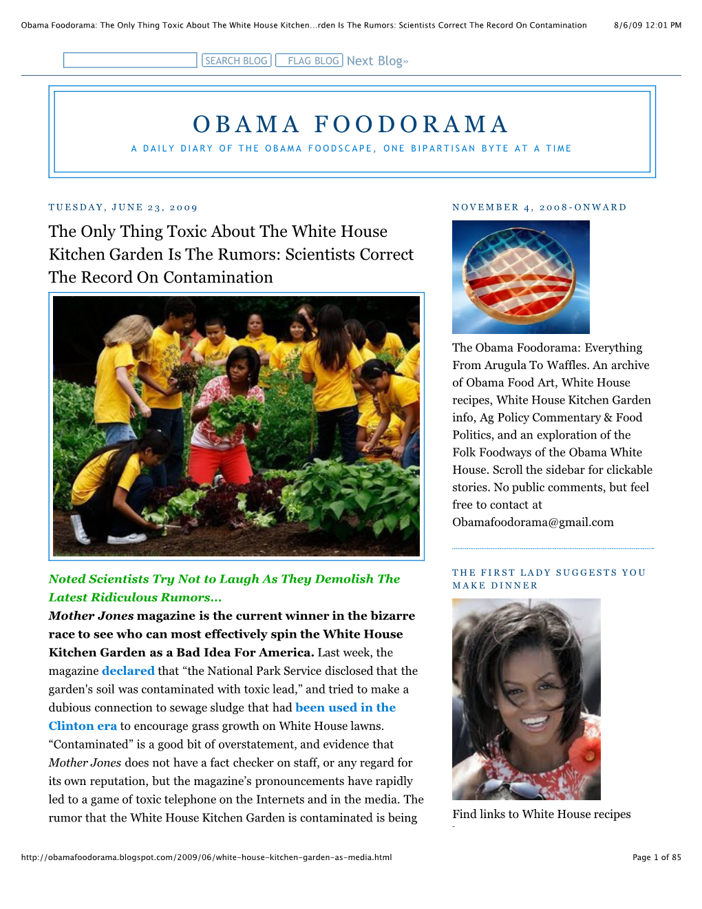 Obama Foodorama the Only Thing Toxic About the White House