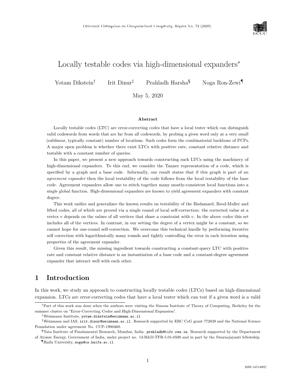 Locally Testable Codes Via High-Dimensional Expanders∗