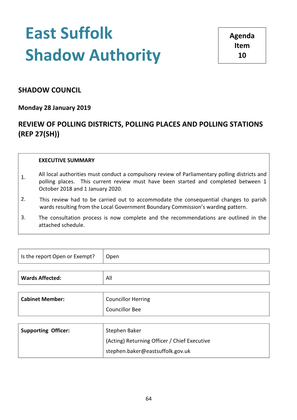 Review of Polling Districts Polling Places And