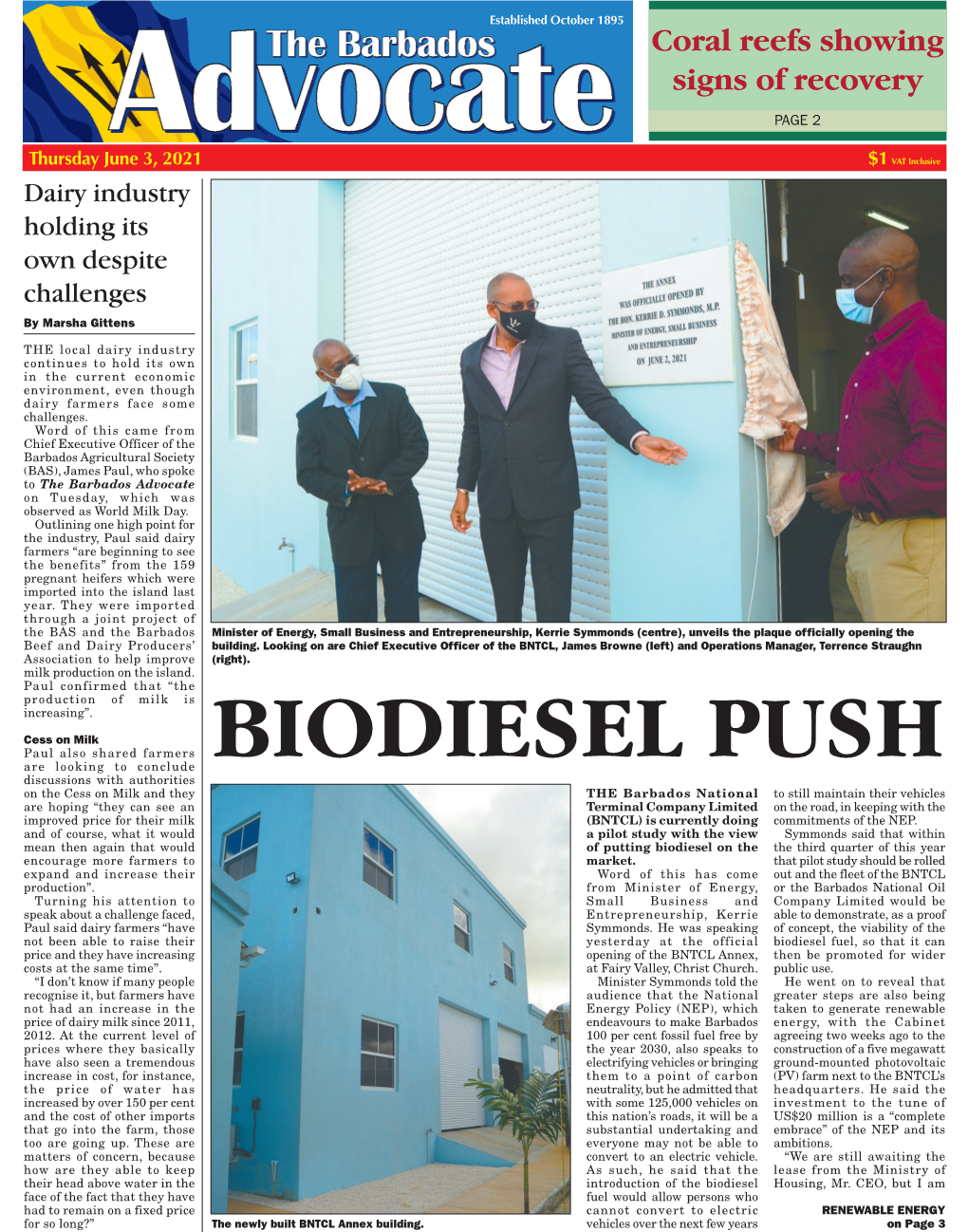 Barbados Advocate on Tuesday, Which Was Observed As World Milk Day