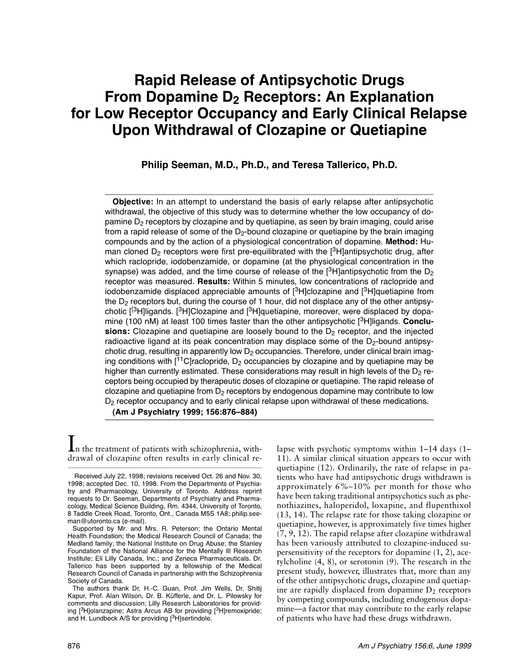 Rapid Release of Antipsychotic Drugs from Dopamine D2 Receptors