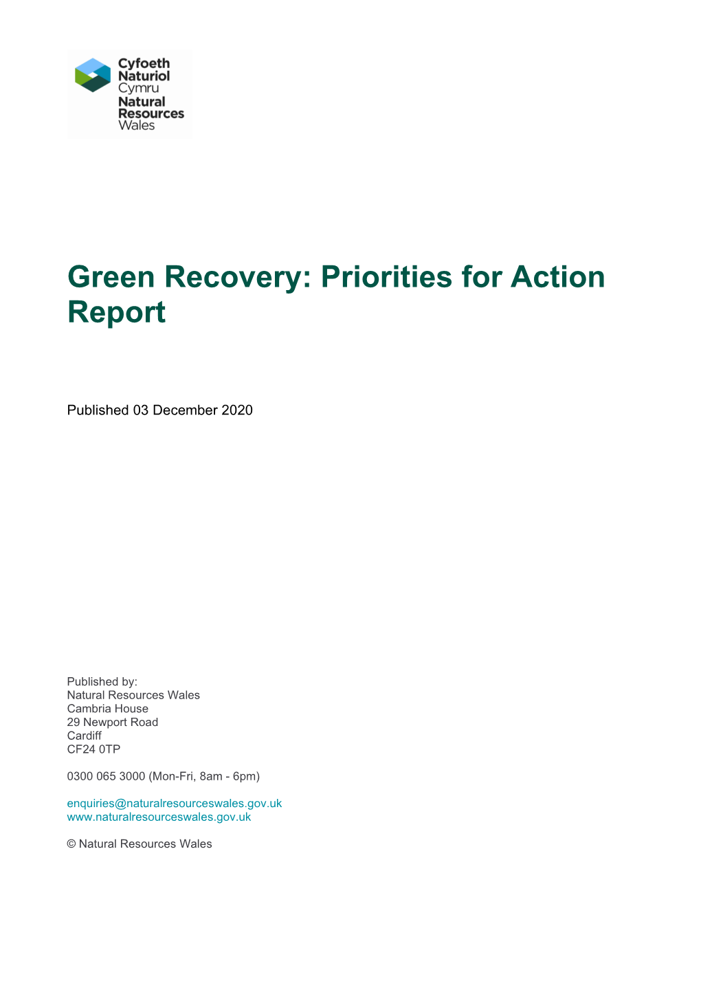 Green Recovery: Priorities for Action Report