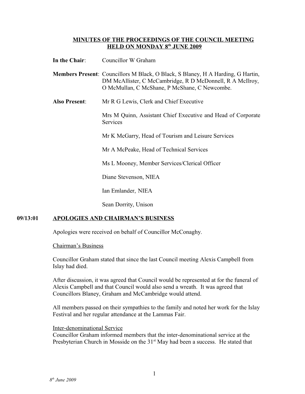 Minutes of the Proceedings of the Council Meeting Held s2