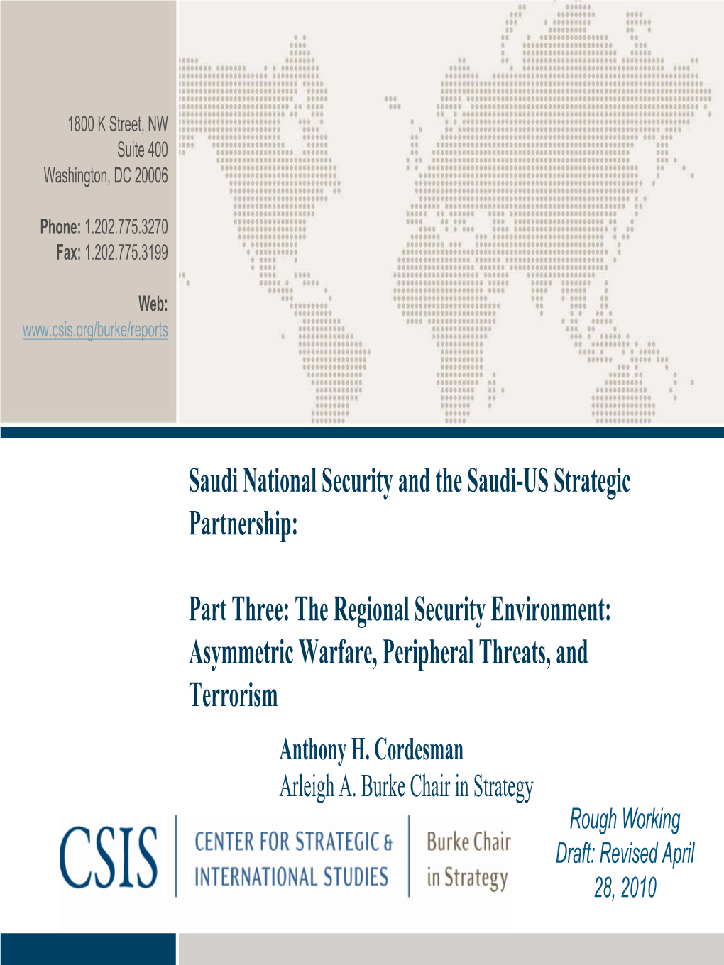 Saudi National Security and the Saudi-US Strategic Partnership