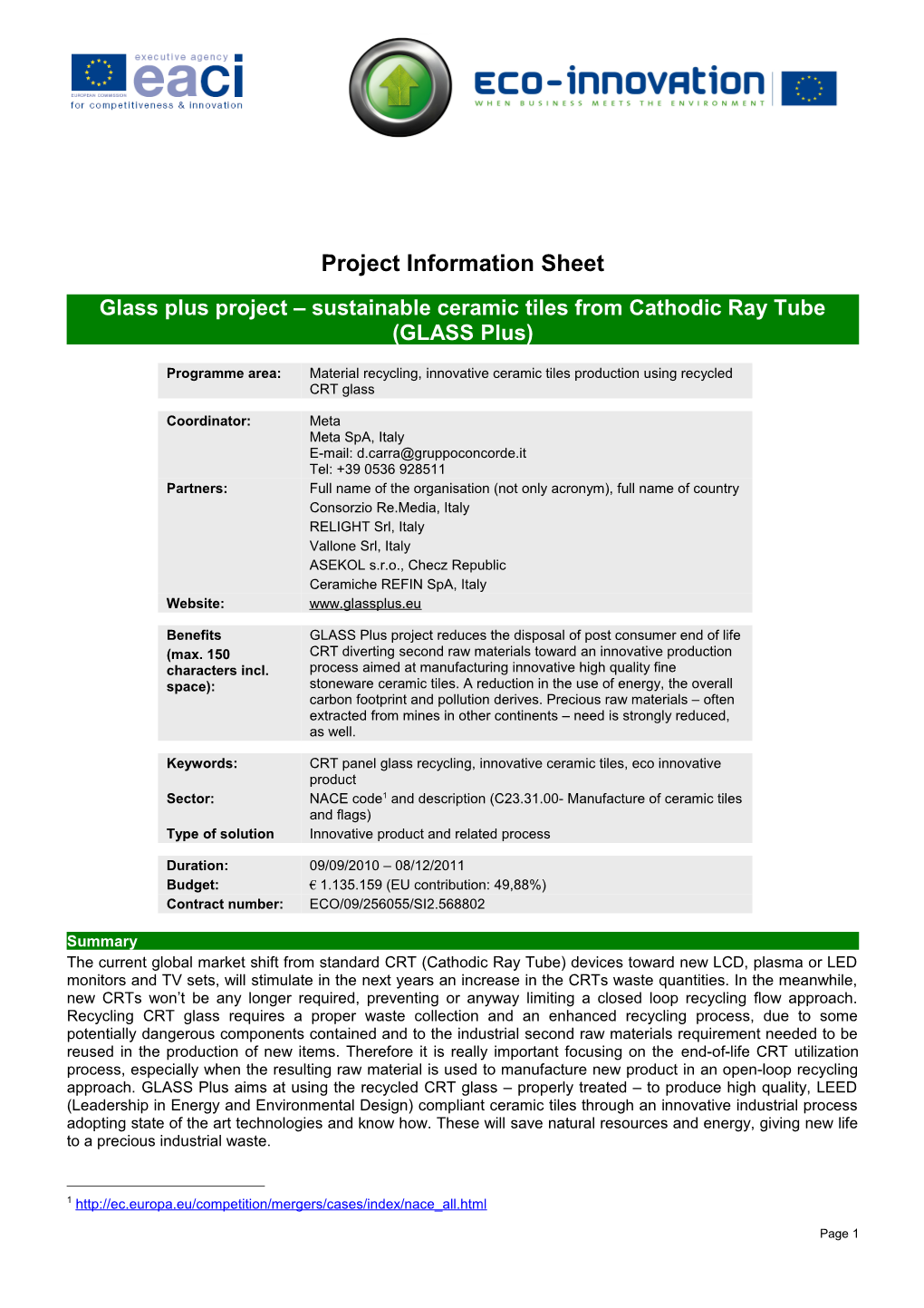 Project Information Sheet s1