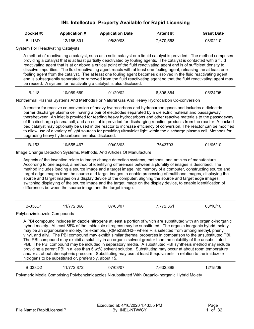 INL Intellectual Property Available for Rapid Licensing