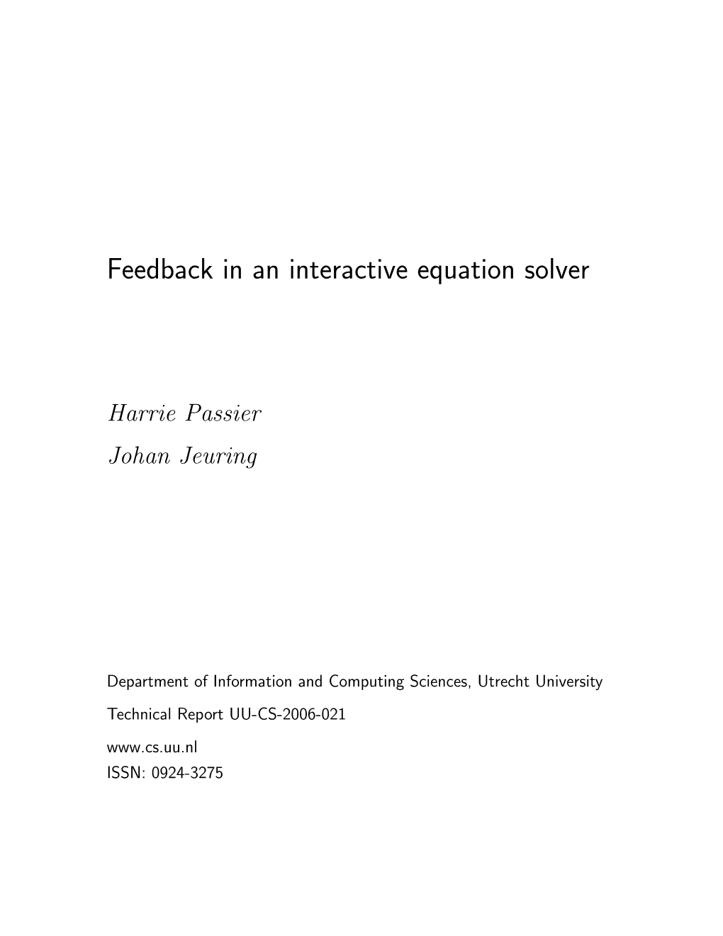 Feedback in an Interactive Equation Solver
