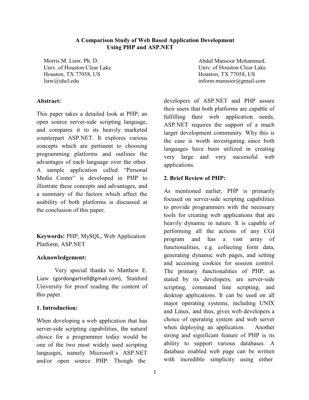 A Comparison Study of Web Based Application Development Using PHP and ASP.NET