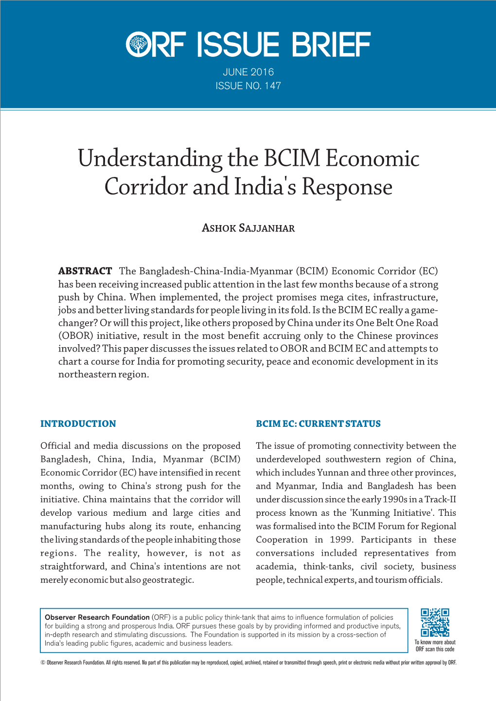 Understanding the BCIM Economic Corridor and India's Response