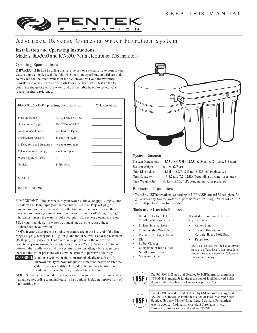 Advanced Reverse Osmosis Water Filtration System