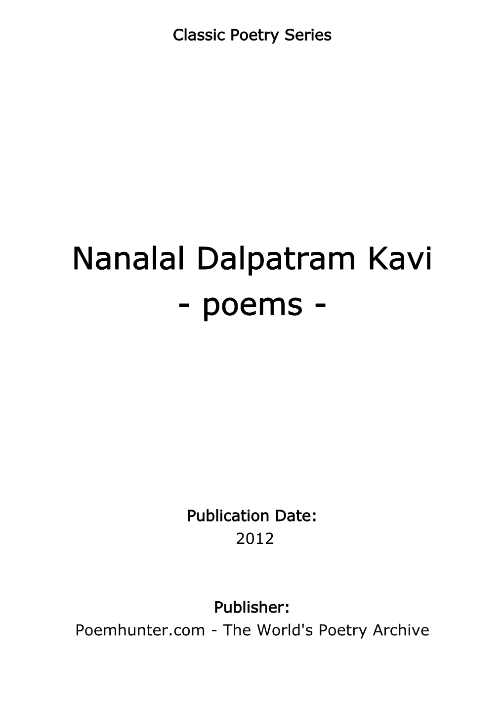 Nanalal Dalpatram Kavi - Poems