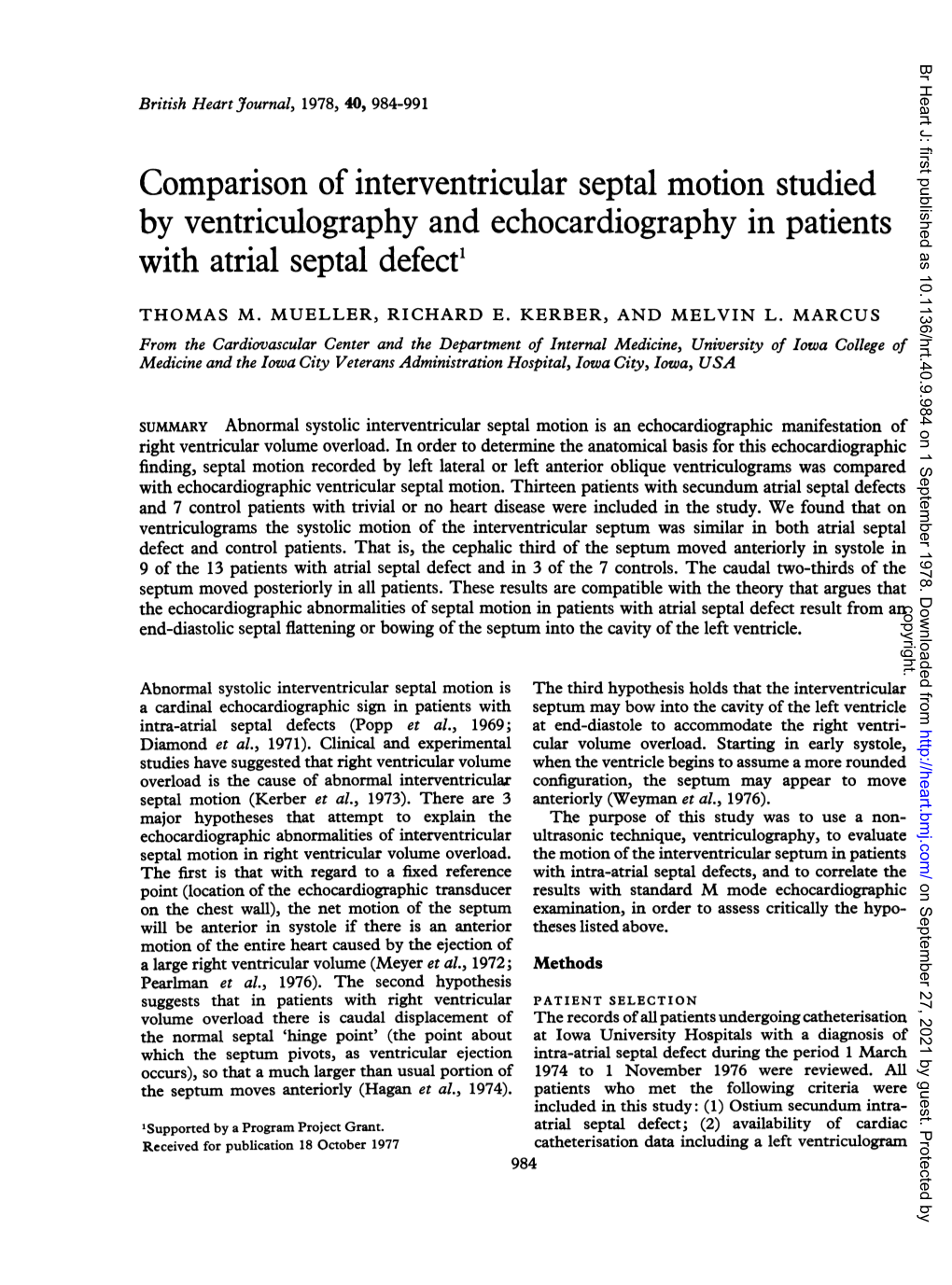 Comparison of Interventricular Septal Motion Studied by Ventriculography and Echocardiography in Patients with Atrial Septal Defect1