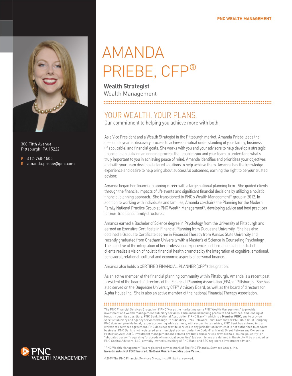 AMANDA PRIEBE, CFP® Wealth Strategist Wealth Management