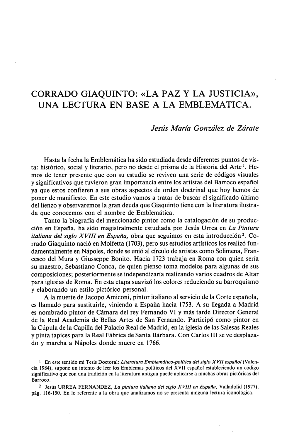 Corrado Giaquinto: «La Paz Y La Justicia», Una Lectura En Base a La Emblematica