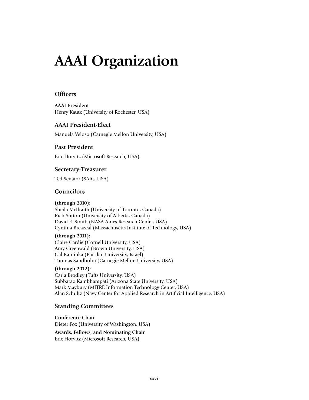 AAAI Organization