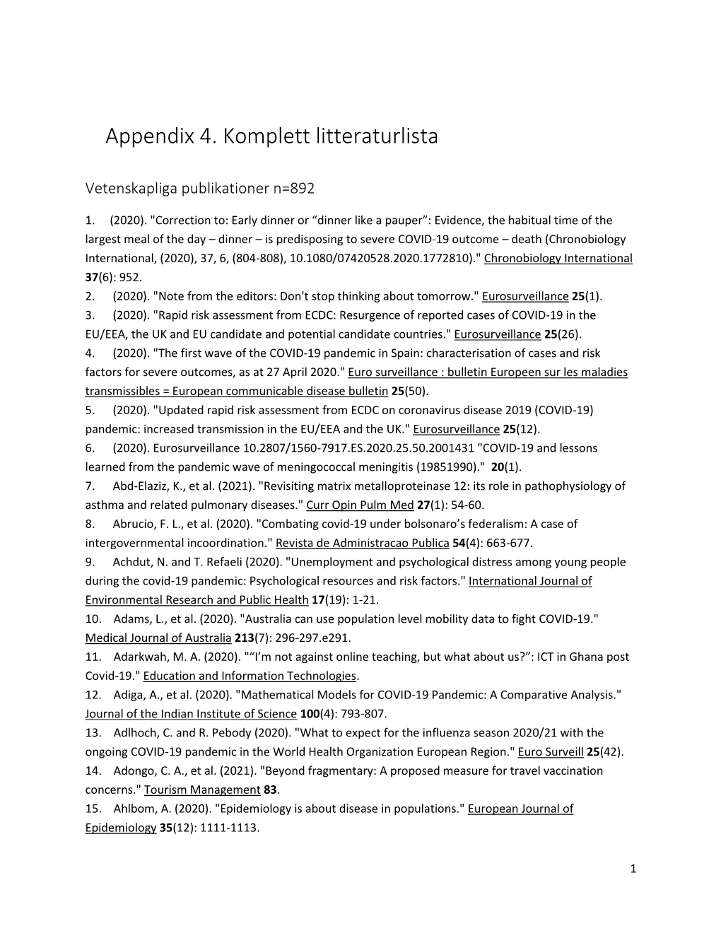 Appendix 4. Komplett Litteraturlista