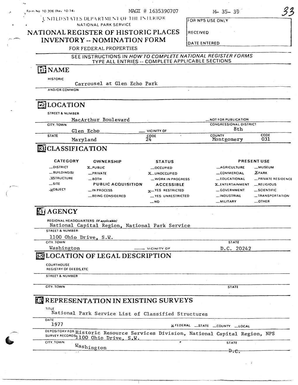 NATIONAL REGISTER of HISTORIC PLACES INVENTORY -- NOMI NA TI on FORM Loate ENTERED