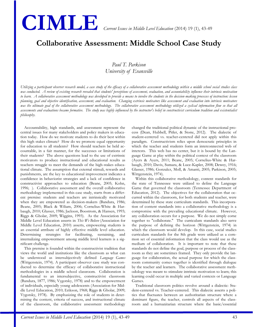 Collaborative Assessment: Middle School Case Study