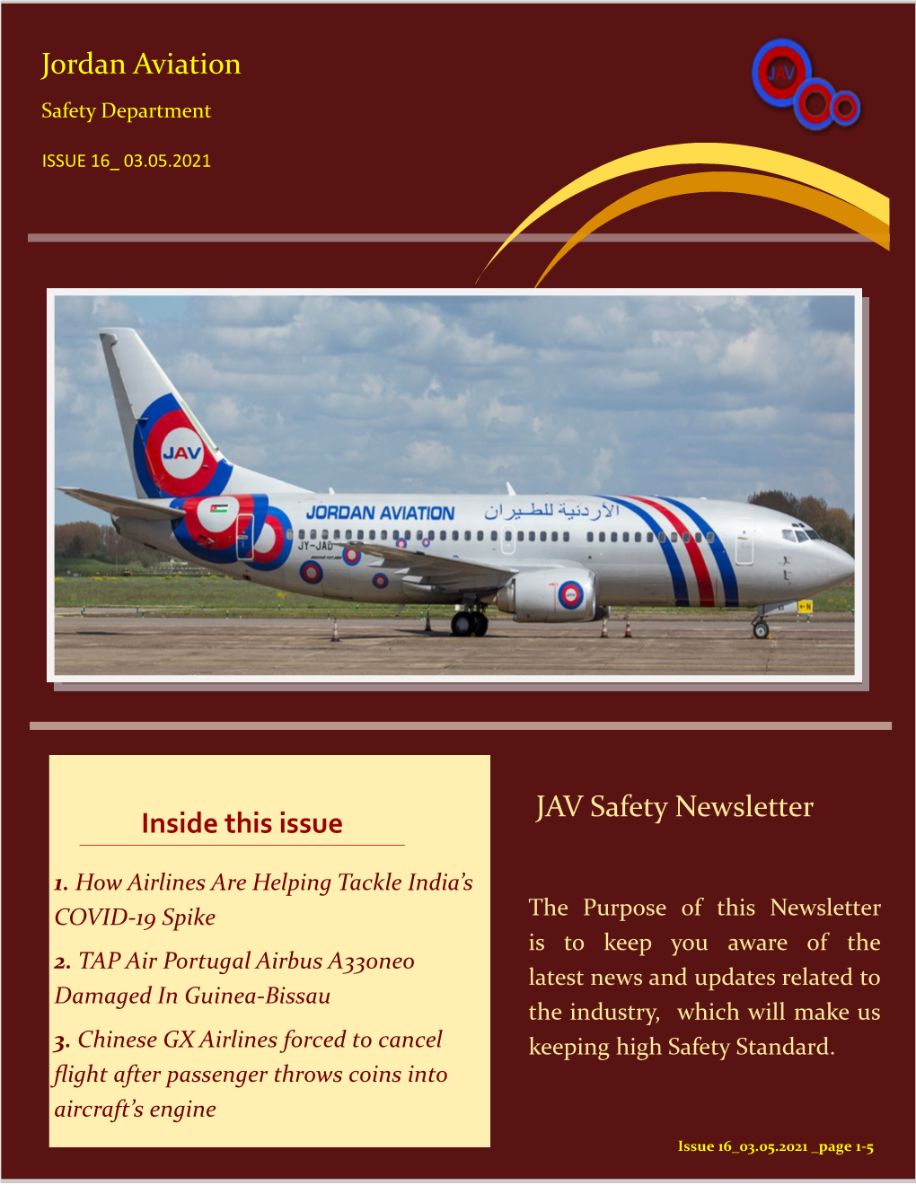 Jordan Aviation Inside This Issue JAV Safety Newsletter