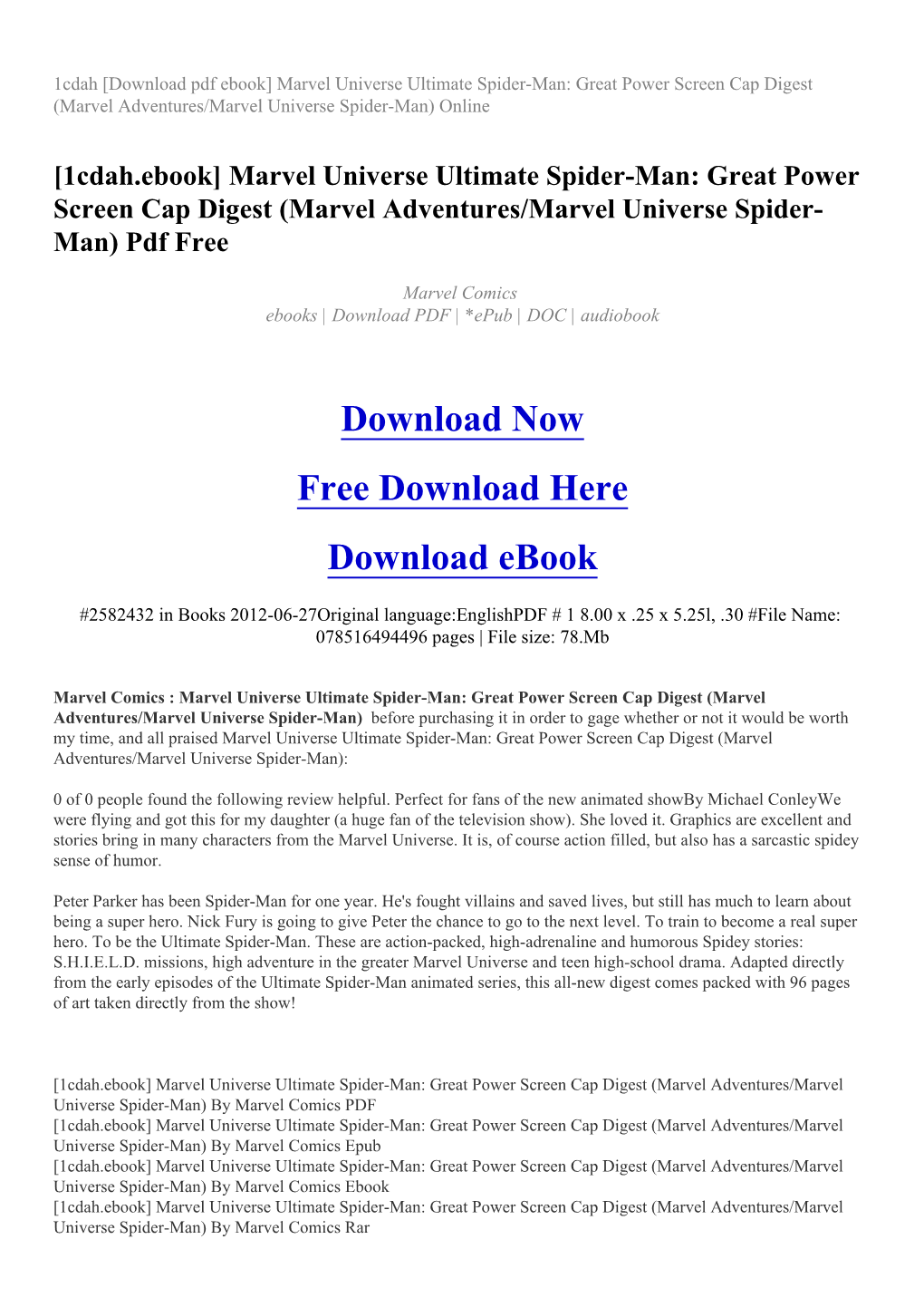 Marvel Adventures/Marvel Universe Spider-Man) Online