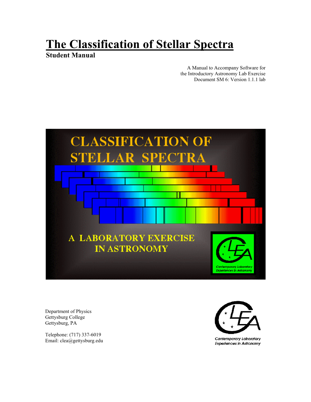 The Classification of Stellar Spectra Student Manual