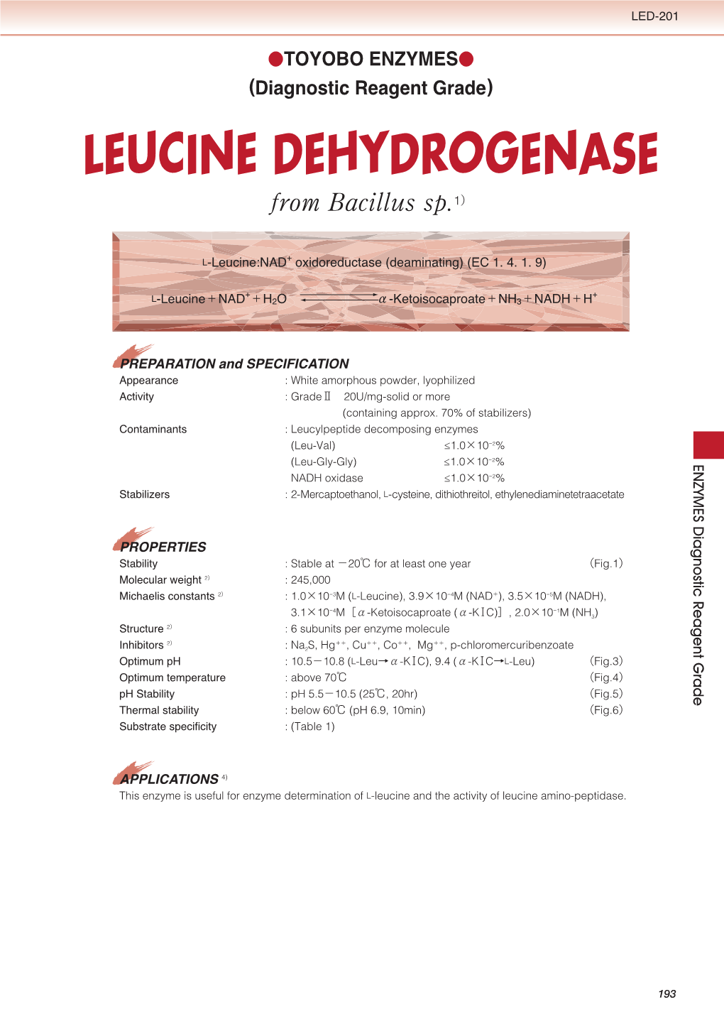LEUCINE DEHYDROGENASE from Bacillus Sp.1）