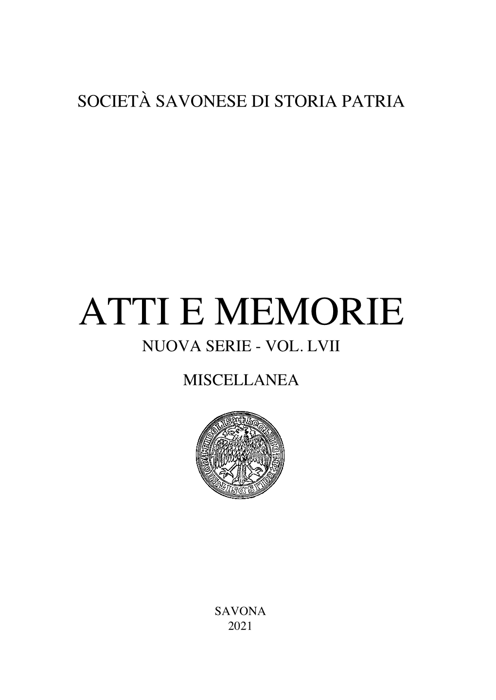 ATTI E MEMORIE NUOVA Serie - Vol