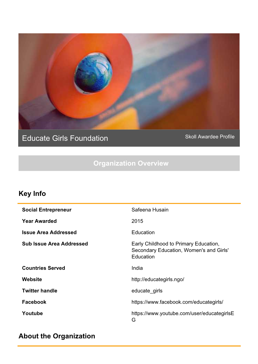 Educate Girls Foundation Skoll Awardee Profile