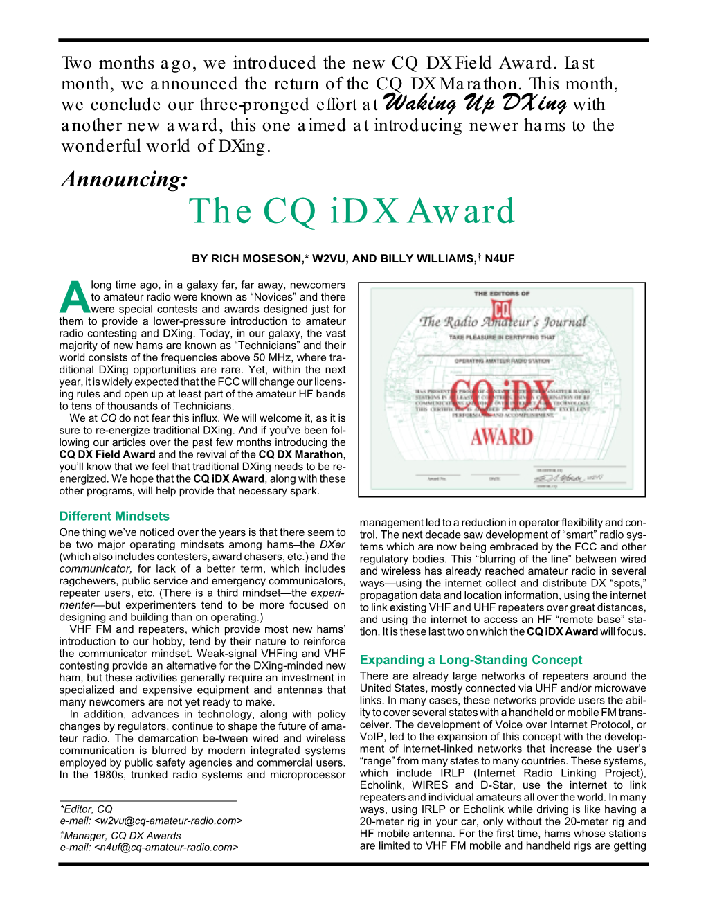 IDX Award June