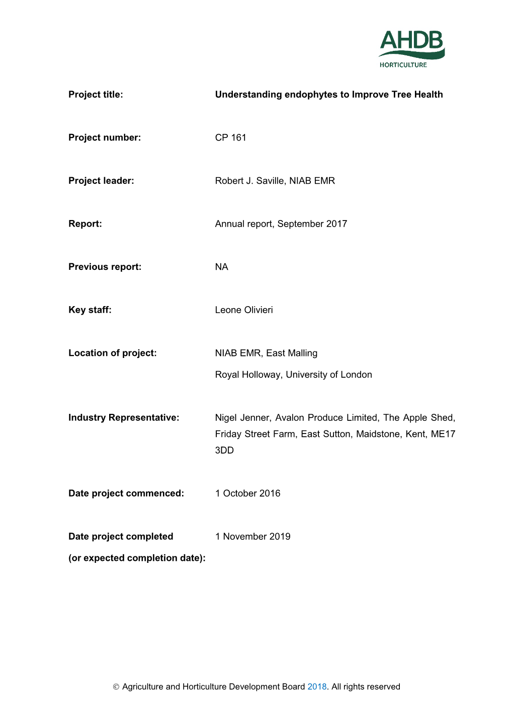 Project Title: Understanding Endophytes to Improve Tree Health