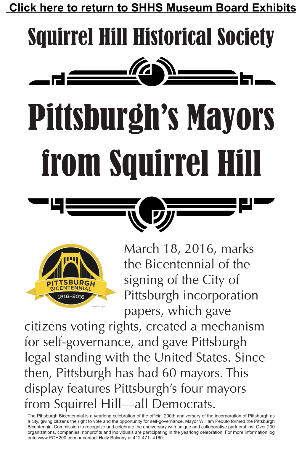 Pittsburgh Mayors from Squirrel Hill