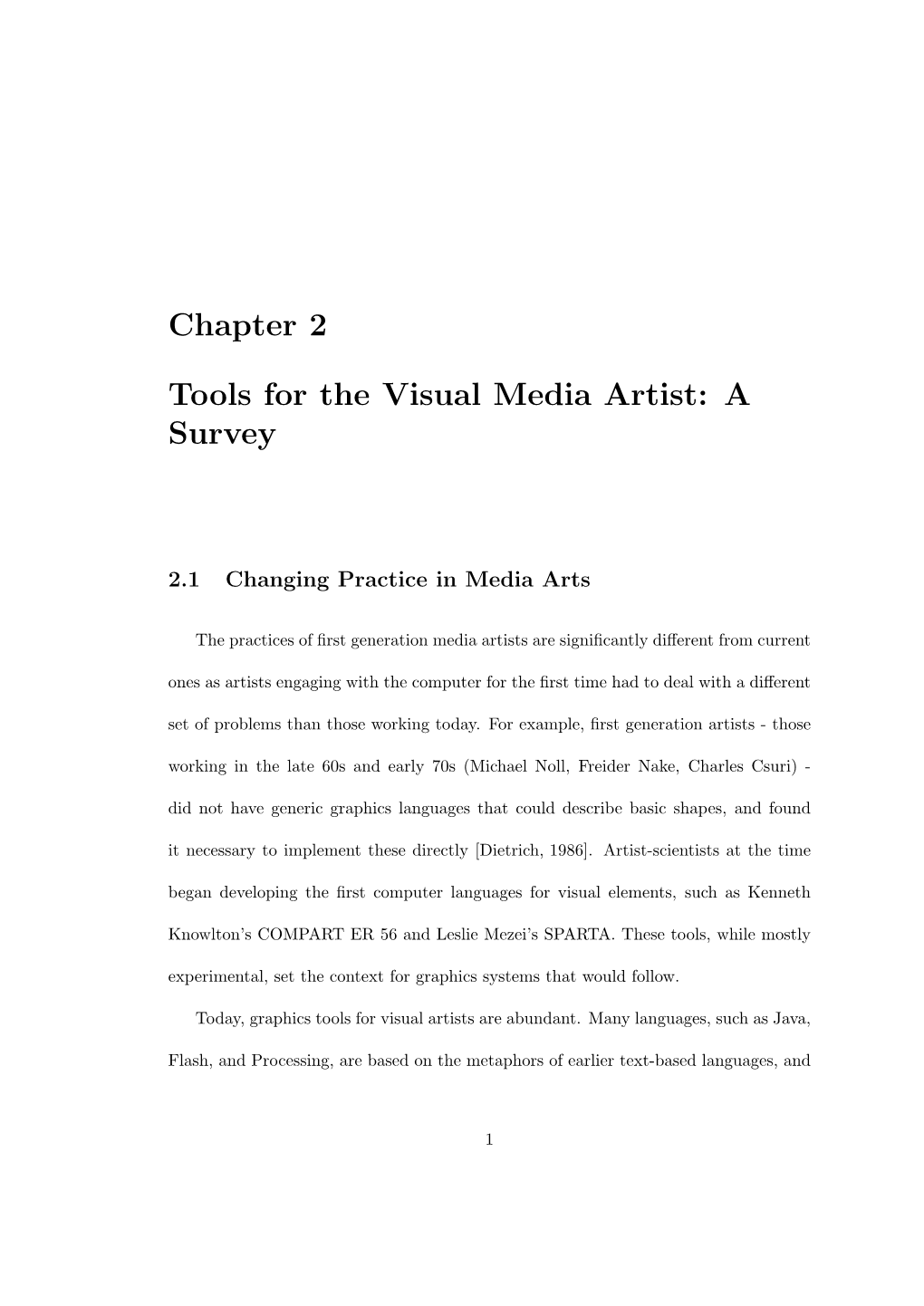 Chapter 2 Tools for the Visual Media Artist: a Survey