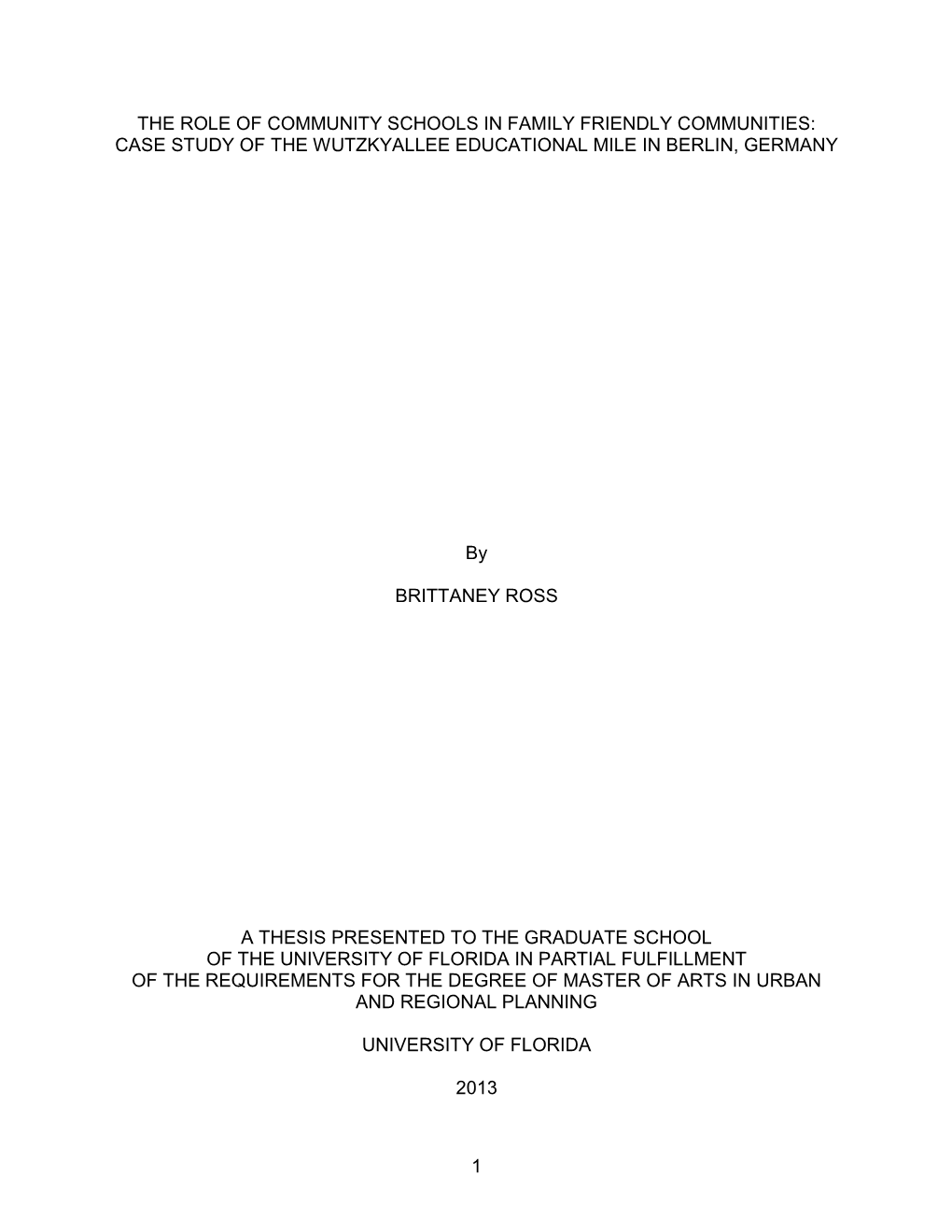 University of Florida Thesis Or Dissertation Formatting