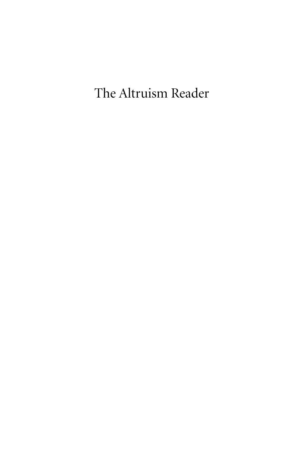 The Altruism Reader