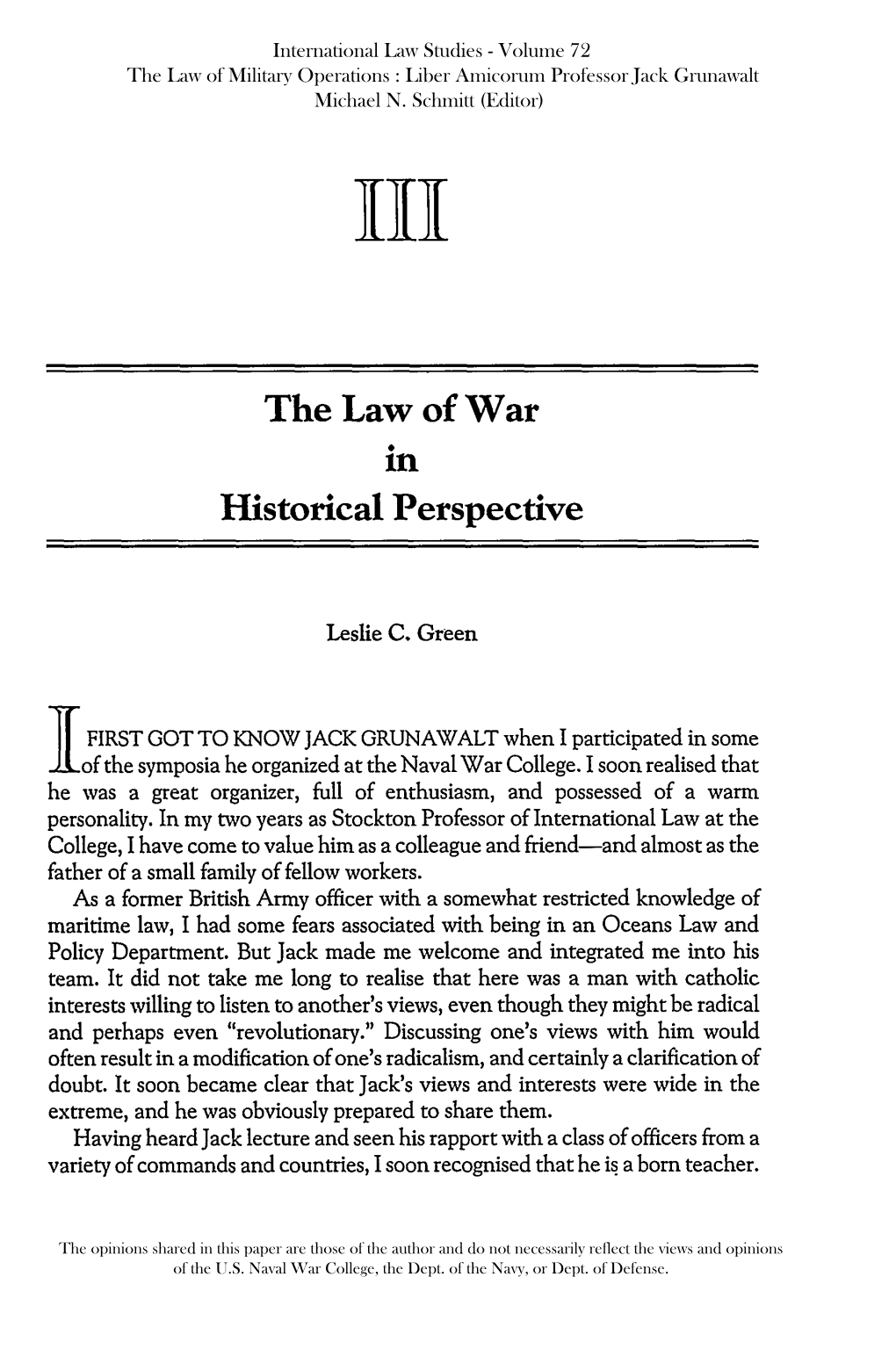 The Law of War in Historical Perspective