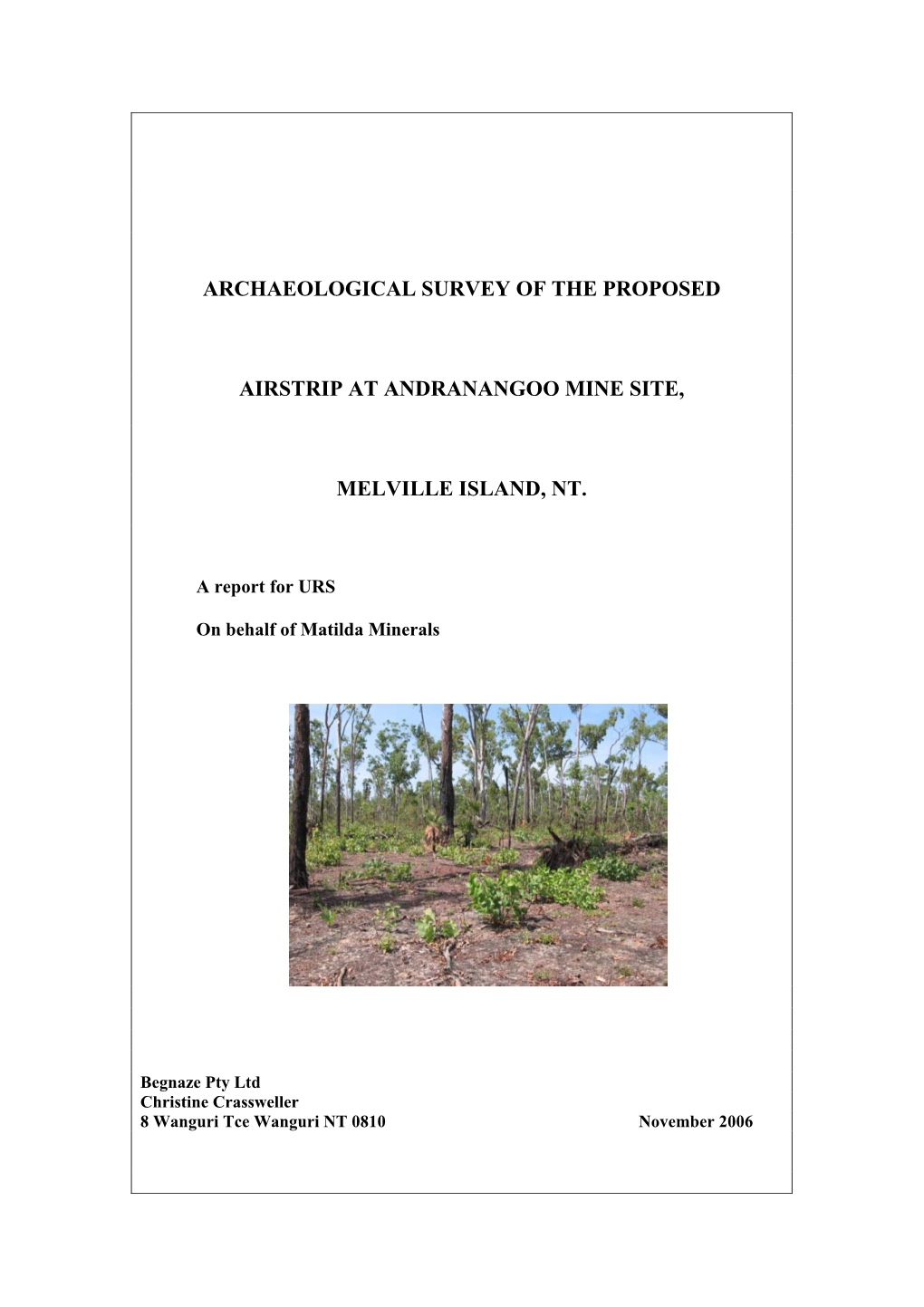 Archaeological Survey of the Proposed