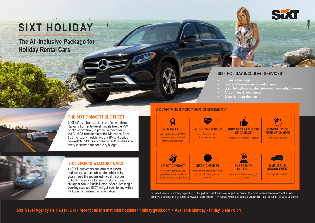 SIXT HOLIDAY the All-Inclusive Package for Holiday Rental Cars