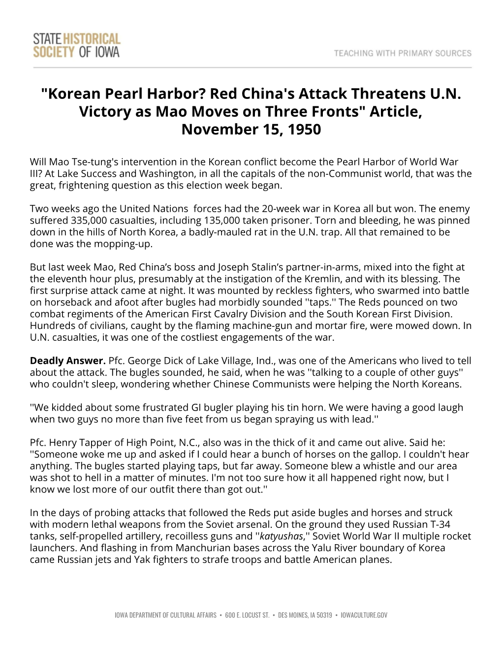 Korean Pearl Harbor? Red China's Attack Threatens U.N