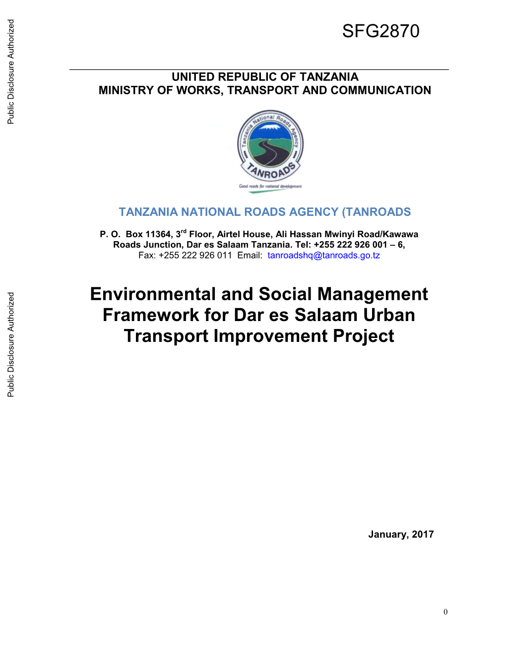 2.2 Dar Es Salaam Urban Transport Improvement Project (DUTP)