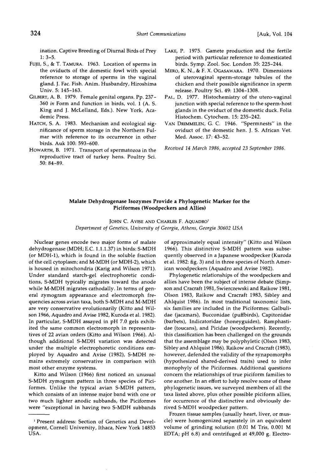 Malate Dehydrogenase Isozymes Provide a Phylogenetic Marker For