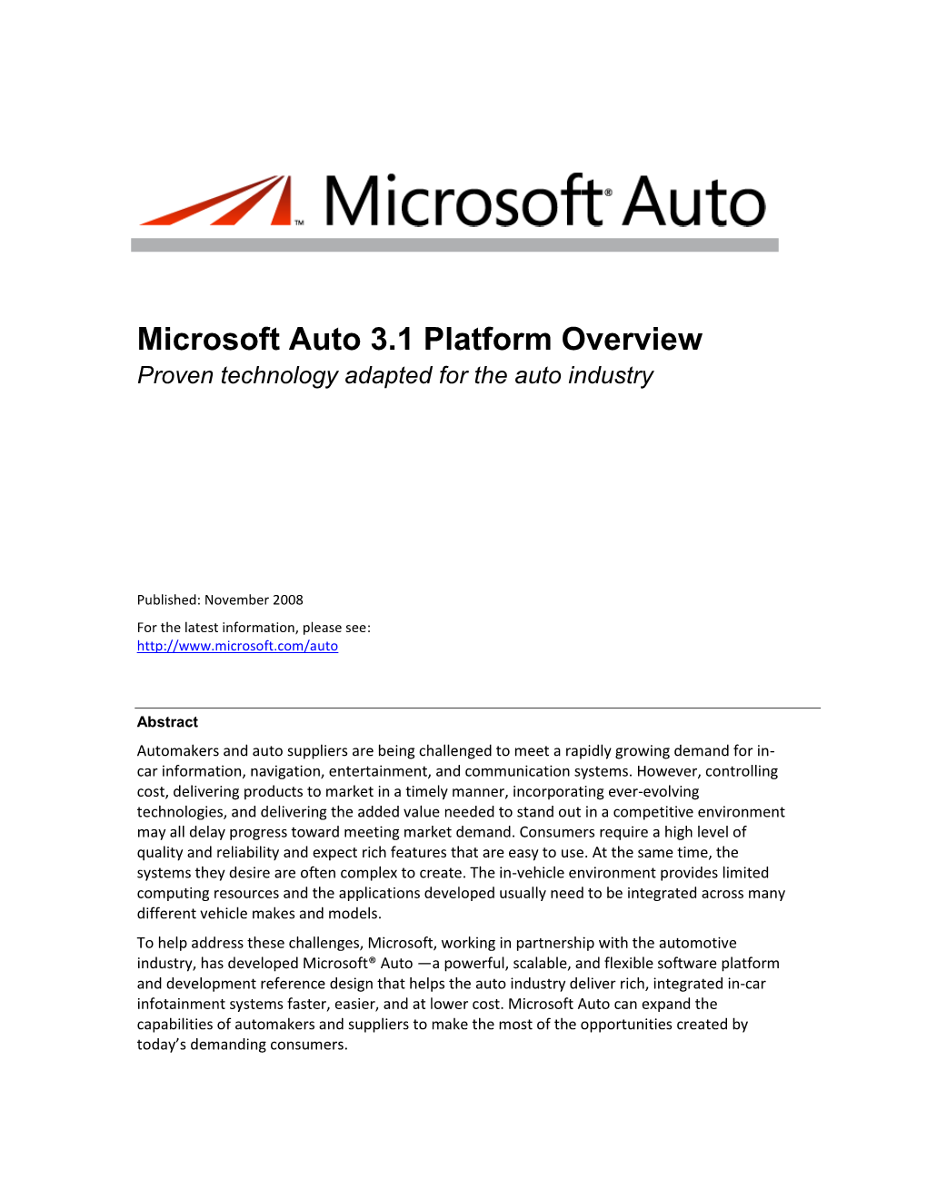 Microsoft Auto Platform Overview