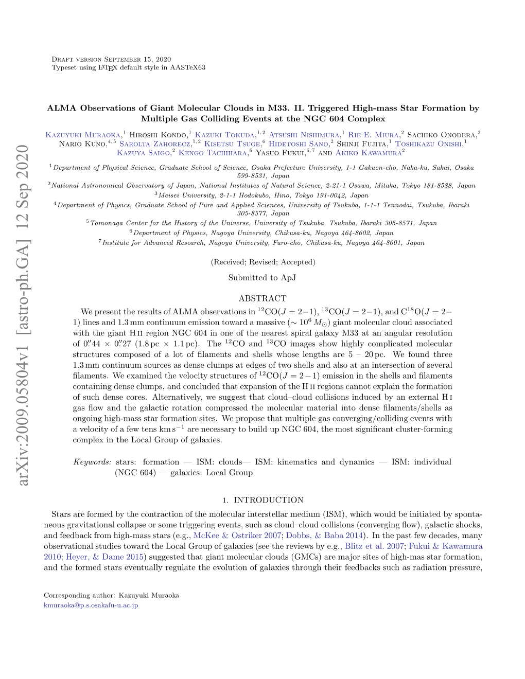 Arxiv:2009.05804V1 [Astro-Ph.GA] 12 Sep 2020